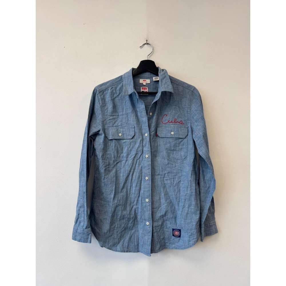 Chicago Cubs Shirt Mens‎ Medium Blue MLB Baseball Chambray Long Sleeve Levi's